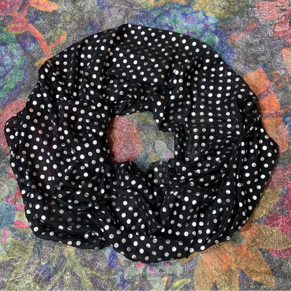 Silver Metallic Polka Dot Infinity Scarf